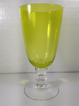 Unusual Chartreuse Green Vintage Iced Tea Glass Goblet Stem