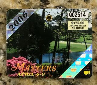2006 Masters Augusta National Golf Club Badge Ticket Phil Mickelson Wins