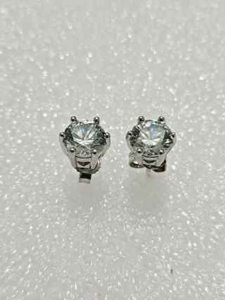 Gorgeous Sparkling Vintage White Topaz Stud Earrings 925 Solid Silver