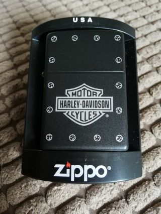 Bnib Harley Davidson Zippo Lighter,  Still,  Matt Black
