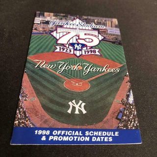 1998 York Yankees Official Baseball Pocket Schedule Modell 