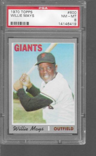 1970 Topps 600 Willie Mays Giants Psa 8 Nm - Mt Opens Below Vcp