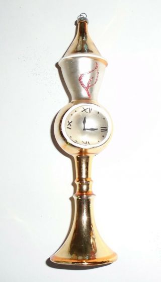 Rare Vintage Italian Glass Christmas Ornament Italy Clock