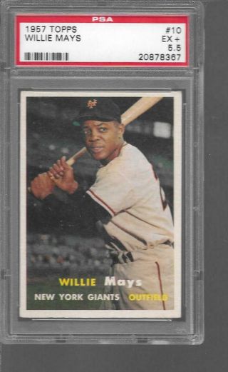 1957 Topps 10 Willie Mays Giants Psa 5.  5 Ex,  Opens Below Vcp