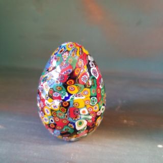 Vintage Collectible Murano Art Glass Millefiori Egg 