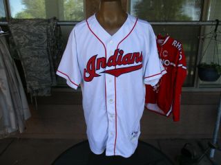 Vtg 2000 Cleveland Indians Game Worn Baseball Jersey,  Home Uniform Team Issue