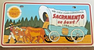 Coca Cola Clan Convention Car Tag 1984 Sacramento Or Bust California Vintage