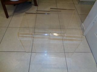 Vintage Set Of 3 Clear Lucite Waterfall Nesting Tables