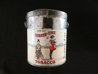1910 Good Old Summer Time Long Cut Tobacco Tin With Label