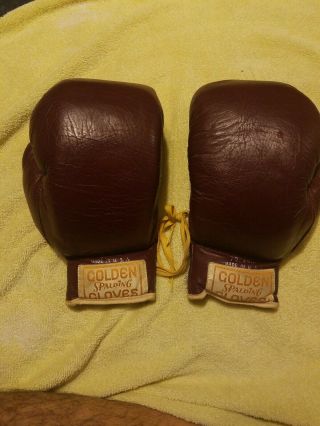 Vintage Made In Usa Spalding Golden Gloves Boxing Gloves With Lacesaau