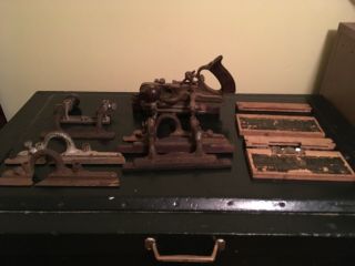 Antique Stanley Model No.  45 Plane Tool With 2 Boxes Of Blades And Extra Parts