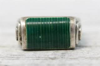 Vintage Green Resin Sterling Silver 925 Ring Big Bold Designer 10.  5 Steeped