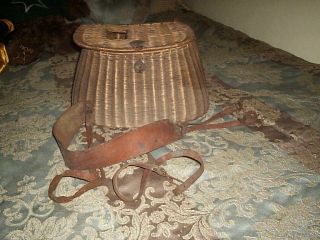 This Is 2nd Vintage Wicker Fishing Creel With Straps That You See In Pix