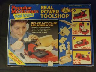 RARE Popular Mechanics for kids REAL POWER TOOLSHOP Vintage 4 tools in 1 2