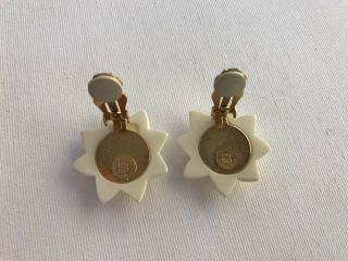 Vtg.  Givenchy Paris NY Gold Tone & Lucite Cabochon Star Shaped Clip Earrings 3