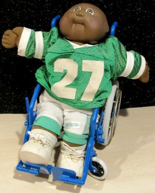 Vintage Original1985 Cabbage Patch African American Boy W/ Outfit & Wheel Chair