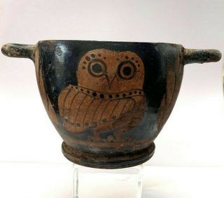 Ancient Greek Apulian Red Figure Owl