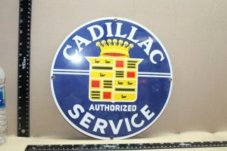 Vintage Authorized Cadillac Cars Service Dealer Porcelain Metal Sign Gas Oil