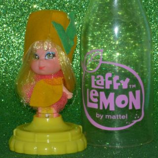 Yellow Liddle Kiddle Laffy Lemon Kola Cola Doll & Soda Pop Bottle Stand