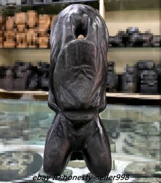 Rare Hongshan Culture Meteorite Iron（black Magnet）female Genitalia Woman Statue