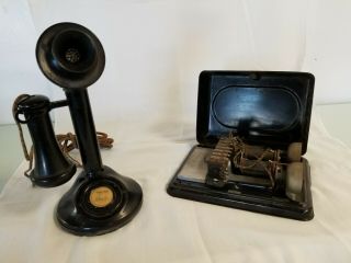Antique Candlestick Telephone With Ringer Box
