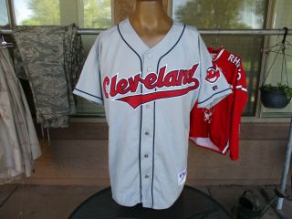 Vtg 2000 Cleveland Indians Game Worn Baseball Jersey,  Road Uniform Team Issue