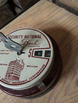 Vintage Coin Add O Bank Patent 1942 Security National Sheboygan Wisconsin w/Key 3
