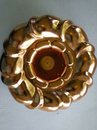 Vintage Copper Aluminum Jello Mold Bundt Cake Pan Wall Hanging 10 " Round 12 Cups