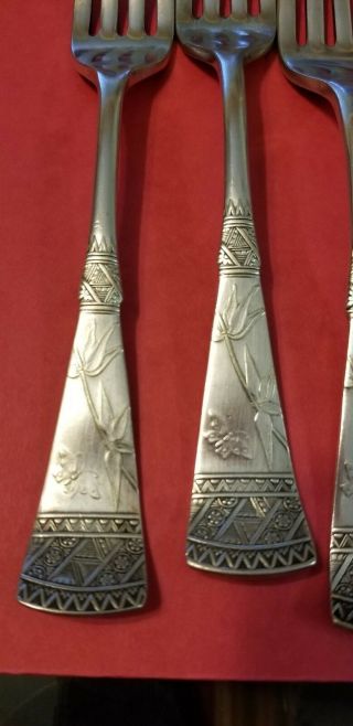 Rare Holmes Booth Haydens Japanese 1879 4Pc Set Forks Large Spoons Silverplate 2