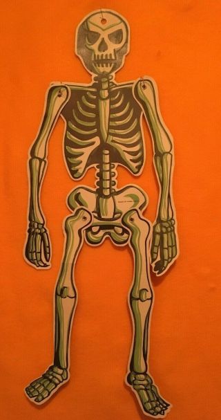 Old Vintage Halloween Cardboard Diecuts Die Cut Out Skeleton 23.  5 " Tall