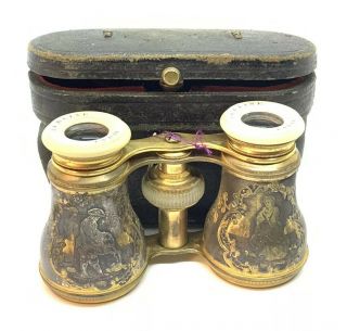 Antique Lemaire Fabt Paris Binoculars Brass Civil War Era Very Ornate Steampunk
