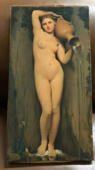 Antique Canvas Art C 1888 The Nymph Of The Spring J A Ingres Nude Wood Border