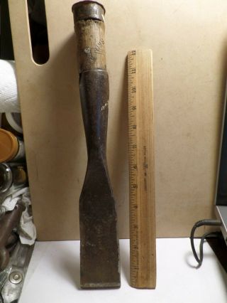 Antique Hand Forged 2 " Chisel Socket Type With Handle,  Heavy Duty