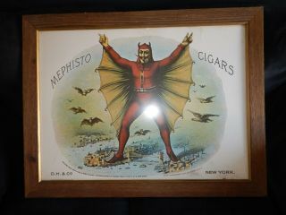 Collectible Mephisto Cigars Ad D H & Co D Hirsch Framed Poster Winged Devil