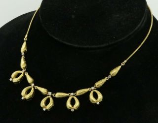 Vintage Heavy 18k Gold Elegant.  65ctw Vs/g Diamond Florentine Formal Necklace