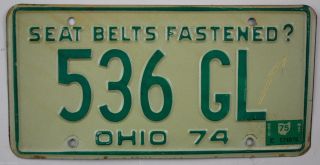1974 - 75 Vintage Ohio License Plate 536 - Gl