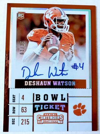 Watson - Rc - 2017 Contenders Bowl Ticket Auto 01/25