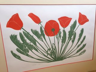 1974 Vintage Henry Evans Poppy Print 172 Of 350 Signed & Numbered & Matted
