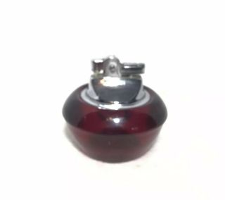 1950s Vintage Viking Ruby Red Glass Round Table Lighter