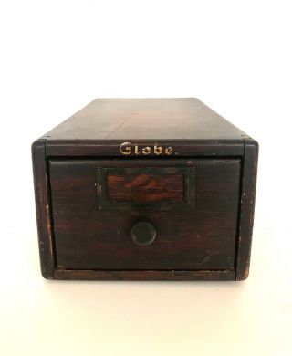 Vintage Globe Oak File Card Cabinet