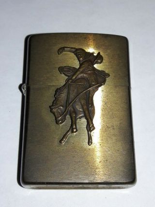 Brass Zippo Marlboro Country Store Lighter Bucking Bronco & Cowboy Not