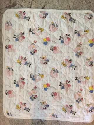 Vtg 1984 Dundee Disney Baby Blanket Quilt Mickey Minnie Mouse Abc Comforter
