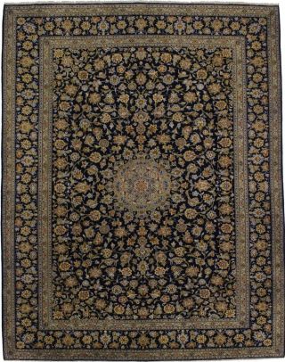 Navy Blue Hand Knotted Traditional 10x13 Oriental Home Décor Area Rug Carpet