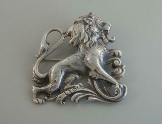 Vintage Guglielmo Cini Sterling 2 " Pin Or Pendant Leo Lion Zodiac