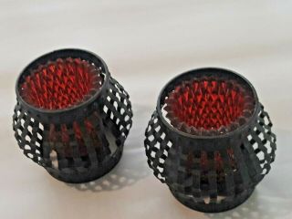 Vintage Pair Cast Iron Hand Forged Votive Candle Holders,  1960 