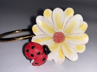 12 Vintage Shower Curtain Hooks Flower W Ladybird,  Bee,  Butterfly And Dragonfly