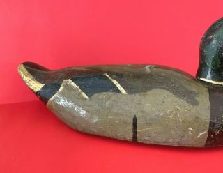 Antique Wood Carved Hunting Duck Decoy - Moveable Head - Unmarked 2