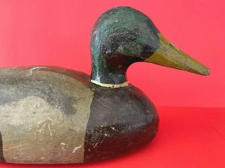 Antique Wood Carved Hunting Duck Decoy - Moveable Head - Unmarked 3