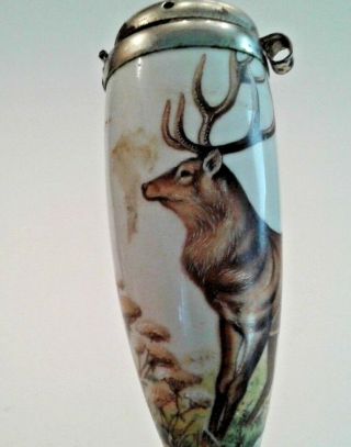 German Porcelain Pipe Bowl W/ Lid Dbgm Stag Deer