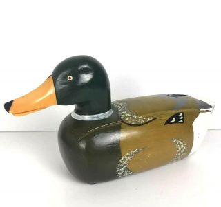 Vintage Hand Painted Wooden Mallard Duck Decoy Quack Phone